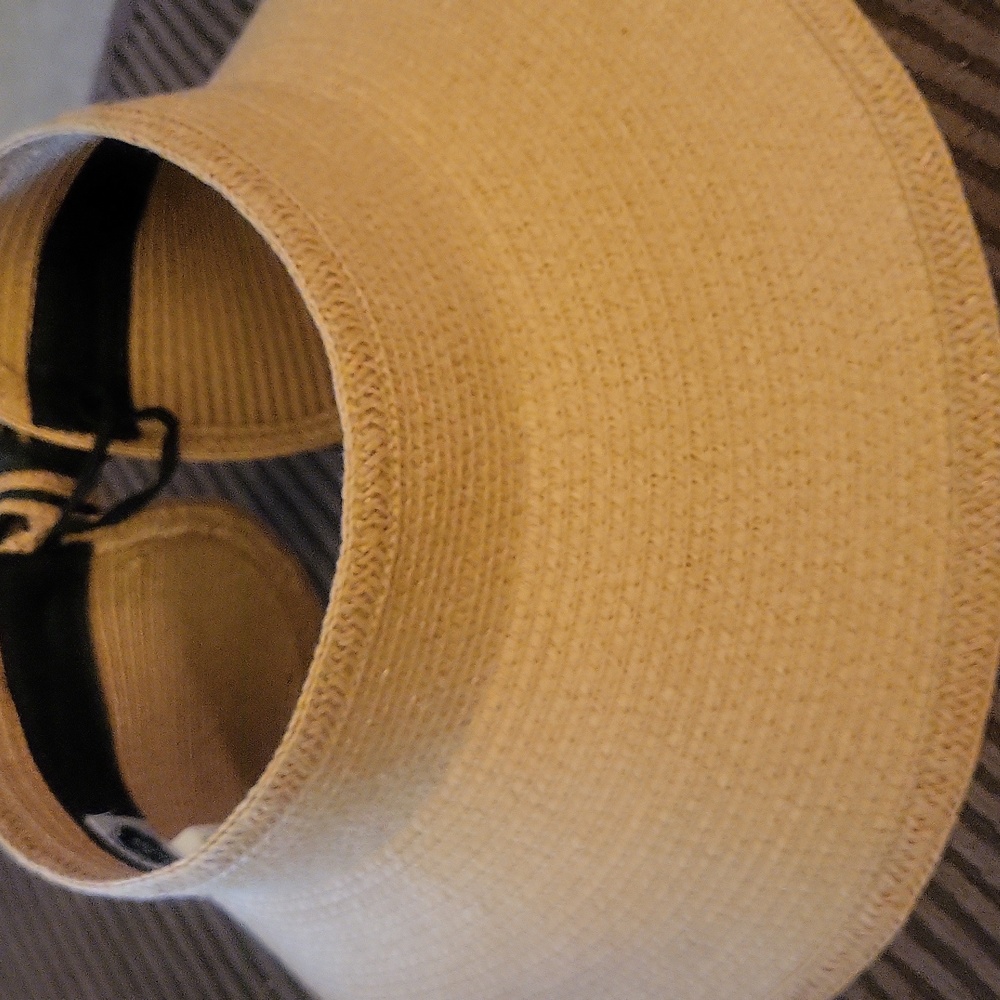Mud Pie | %100 Paper Straw Sun Hat With Cute Black Striped Bow